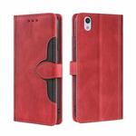 For Sharp Aquos Sense SH-01K SHV40 SH-M05 Skin Feel Straw Hat Magnetic Buckle Leather Phone Case(Red)