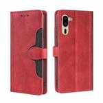 For Sharp Simple Sumaho 5 Skin Feel Straw Hat Magnetic Buckle Leather Phone Case(Red)