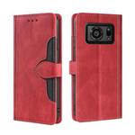 For Sharp Aquos R6 Skin Feel Straw Hat Magnetic Buckle Leather Phone Case(Red)