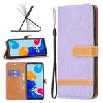 For Xiaomi Redmi Note 11 Global Color Matching Denim Texture Leather Phone Case(Purple)