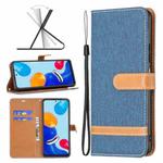 For Xiaomi Redmi Note 11 Global Color Matching Denim Texture Leather Phone Case(Dark Blue)