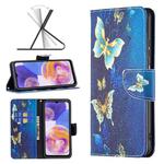 For Samsung Galaxy A23 5G Colored Drawing Pattern Flip Leather Phone Case(Gold Butterfly)