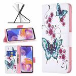 For Samsung Galaxy A23 5G Colored Drawing Pattern Flip Leather Phone Case(Peach Blossom Butterfly)