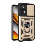 For Xiaomi Poco X4 Pro 5G Sliding Camera Cover TPU+PC Phone Case(Gold)