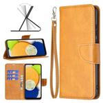 For Samsung Galaxy A03 166mm Lambskin Texture Pure Color Flip Leather Phone Case(Yellow)