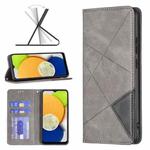 For Samsung Galaxy A03 166mm Rhombus Texture Magnetic Leather Phone Case(Grey)