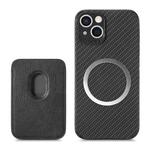 For iPhone 13 mini Carbon Fiber Leather Card Magsafe Case (Black)