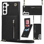For Samsung Galaxy S22+ 5G Cross-body Square Zipper Card Holder Bag Phone Case(Black)