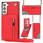 For Samsung Galaxy S22+ 5G Cross-body Square Zipper Card Holder Bag Phone Case(Red)