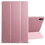 For Huawei Matepad 11 2021 3-folding Honeycomb TPU Leather Tablet Case(Rose Gold)