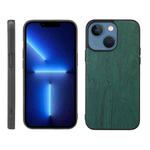 For iPhone 13 mini Wood Texture PU Phone Case (Green)