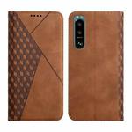 For Sony Xperia 5 III Diamond Splicing Skin Feel Magnetic Leather Phone Case(Brown)