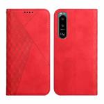 For Sony Xperia 5 III Diamond Splicing Skin Feel Magnetic Leather Phone Case(Red)