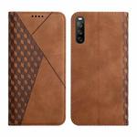 For Sony Xperia 10 III Diamond Splicing Skin Feel Magnetic Leather Phone Case(Brown)