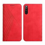 For Sony Xperia 10 III Diamond Splicing Skin Feel Magnetic Leather Phone Case(Red)