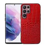 For Samsung Galaxy S22 Ultra 5G Crocodile Top Layer Cowhide Leather Phone Case(Red)