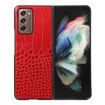 For Samsung Galaxy Z Fold2 5G Crocodile Top Layer Cowhide Leather Phone Case(Red)
