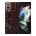 For Samsung Galaxy Z Fold2 5G Crocodile Top Layer Cowhide Leather Phone Case(Coffee)