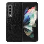 For Samsung Galaxy Z Fold3 5G Crocodile Top Layer Cowhide Leather Phone Case(Black)