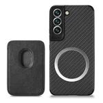 For Samsung Galaxy S22+ 5G Carbon Fiber Leather Card Magsafe Phone Case(Black)