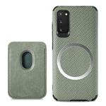 For Samsung Galaxy S20 Carbon Fiber Leather Card Magsafe Phone Case(Green)