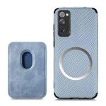 For Samsung Galaxy S20 FE Carbon Fiber Leather Card Magsafe Phone Case(Blue)