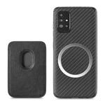 For Samsung Galaxy A51 5G Carbon Fiber Leather Card Magsafe Phone Case(Black)