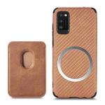 For Samsung Galaxy A41 Carbon Fiber Leather Card Magsafe Phone Case(Brown)