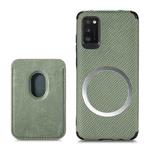 For Samsung Galaxy A41 Carbon Fiber Leather Card Magsafe Phone Case(Green)