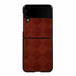 For Samsung Galaxy Z Flip 3 5G Weave Plaid PU Phone Case(Brown)