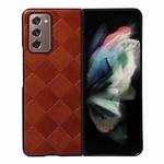 For Samsung Galaxy Z Fold2 5G Weave Plaid PU Phone Case(Brown)