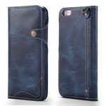For iPhone 6 Denior Oil Wax Cowhide Magnetic Button Horizontal Flip Leather Case with Card Slots & Wallet(Dark Blue)