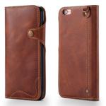 For iPhone 6 Denior Oil Wax Cowhide Magnetic Button Horizontal Flip Leather Case with Card Slots & Wallet(Brown)
