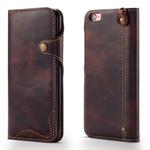 For iPhone 6 Denior Oil Wax Cowhide Magnetic Button Horizontal Flip Leather Case with Card Slots & Wallet(Dark Red)