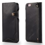 For iPhone 6 Plus / 6s Plus Denior Oil Wax Cowhide Magnetic Button Horizontal Flip Leather Case with Card Slots & Wallet(Black)