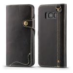 For Galaxy S8 Denior Oil Wax Cowhide Magnetic Button Horizontal Flip Leather Case with Card Slots & Wallet(Black)
