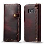 For Galaxy S8 Plus Denior Oil Wax Cowhide Magnetic Button Horizontal Flip Leather Case with Card Slots & Wallet(Dark Red)