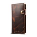 For Huawei Mate 20 Denior Oil Wax Cowhide Magnetic Button Horizontal Flip Leather Case with Card Slots & Wallet(Brown)