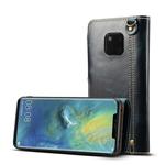 For Huawei Mate 20 Pro Denior Oil Wax Cowhide Magnetic Button Horizontal Flip Leather Case with Card Slots & Wallet(Dark Blue)
