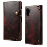 For Galaxy Note 10 Plus Denior Oil Wax Cowhide Magnetic Button Horizontal Flip Leather Case with Card Slots & Wallet(Dark Red)