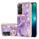 For Xiaomi Redmi Note 11 Pro 5G / 4G Electroplating Marble Pattern IMD TPU Shockproof Phone Case with Ring Holder(Purple 002)