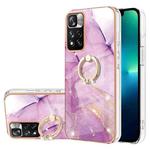 For Xiaomi Mi 11i / 11i HyperCharge Foreign Version & Redmi Note 11 Pro / Note 11 Pro+ China Electroplating Marble Pattern IMD TPU Shockproof Phone Case with Ring Holder(Purple 001)