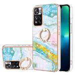 For Xiaomi Mi 11i / 11i HyperCharge Foreign Version & Redmi Note 11 Pro / Note 11 Pro+ China Electroplating Marble Pattern IMD TPU Shockproof Phone Case with Ring Holder(Green 004)