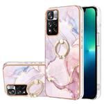 For Xiaomi Mi 11i / 11i HyperCharge Foreign Version & Redmi Note 11 Pro / Note 11 Pro+ China Electroplating Marble Pattern IMD TPU Shockproof Phone Case with Ring Holder(Rose Gold 005)