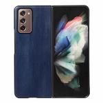 For Samsung Galaxy Z Fold2 5G Yellow Cow Texture PU Phone Case(Blue)