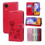 For Samsung Galaxy A03 Core Rose Embossed Leather Phone Case(Red)