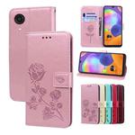 For Samsung Galaxy A03 Core Rose Embossed Leather Phone Case(Rose Gold)