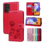 For Samsung Galaxy A33 5G Rose Embossed Leather Phone Case(Red)