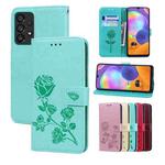 For Samsung Galaxy A53 5G Rose Embossed Leather Phone Case(Green)