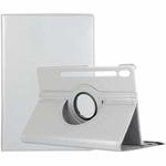 For Samsung Galaxy Tab S8 Ultra 360 Degrees Rotation Holder Litchi Leather Tablet Case(Silver)